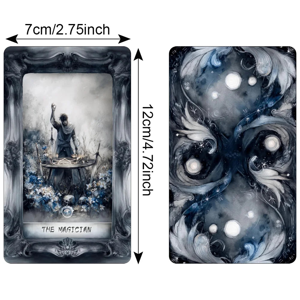 Dark Fantasy Tarot Deck, 78-Cards with Guidebook, Gothic-Style Taro Cards, Uncovering Hidden Truths, Fortune-telling Toy, 12x7cm