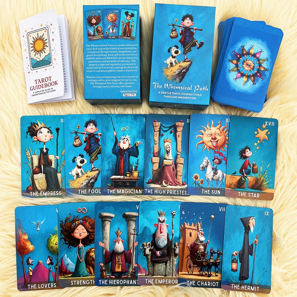 Original Tarot Card, The Whimsical Path, 78 Cards with Guidebook, Illustration Style, Card games, Divination Tools, 12*7cm, 14+