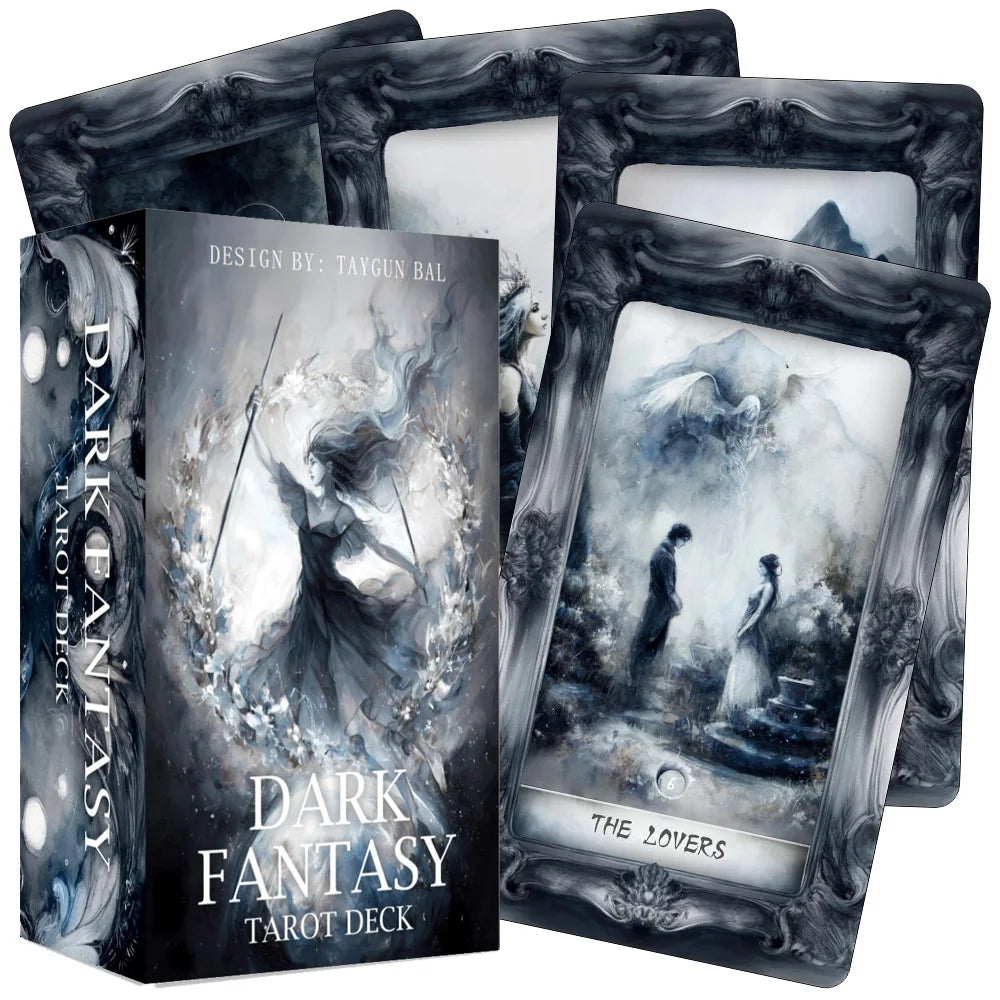 Dark Fantasy Tarot Deck, 78-Cards with Guidebook, Gothic-Style Taro Cards, Uncovering Hidden Truths, Fortune-telling Toy, 12x7cm