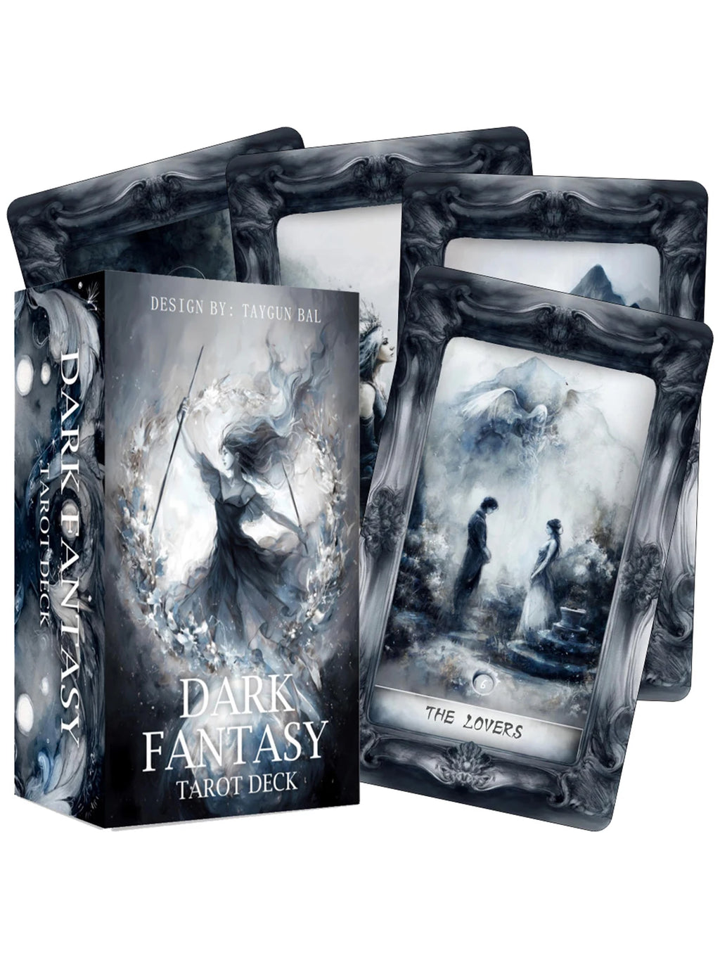 Dark Fantasy Tarot Deck, 78-Cards with Guidebook, Gothic-Style Taro Cards, Uncovering Hidden Truths, Fortune-telling Toy, 12x7cm