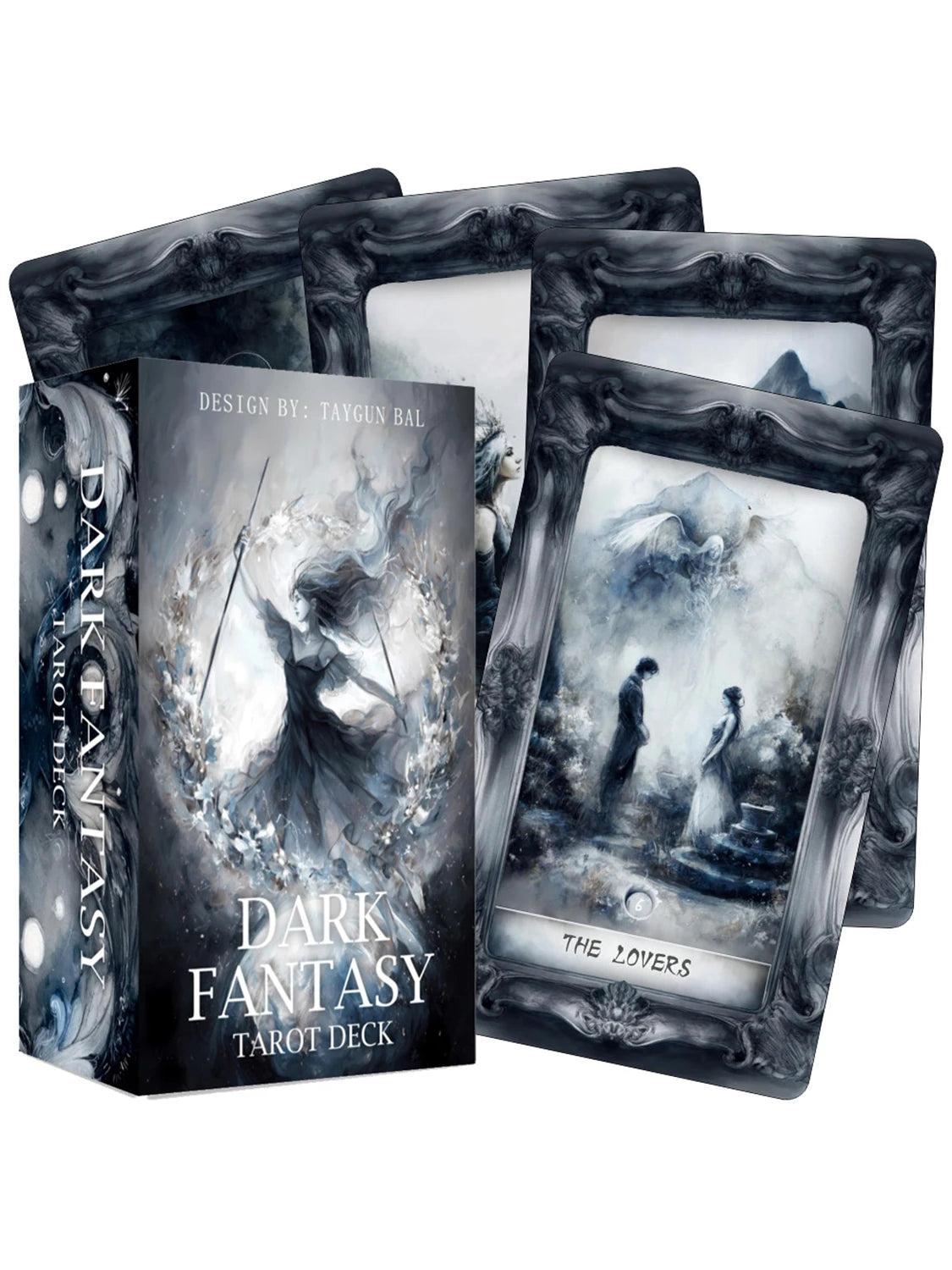 Dark Fantasy Tarot Deck, 78-Cards with Guidebook, Gothic-Style Taro Cards, Uncovering Hidden Truths, Fortune-telling Toy, 12x7cm