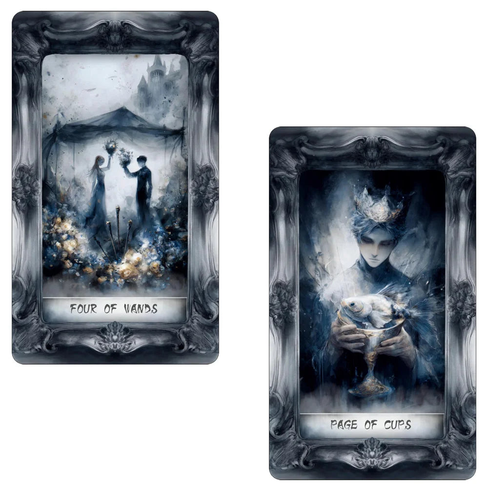 Dark Fantasy Tarot Deck, 78-Cards with Guidebook, Gothic-Style Taro Cards, Uncovering Hidden Truths, Fortune-telling Toy, 12x7cm